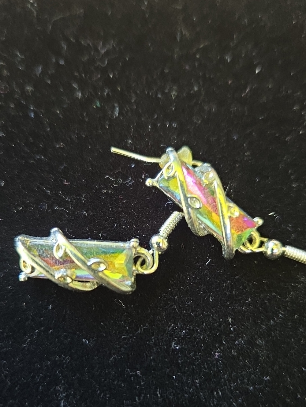 Iridescent Multicolor Drop Earrings With Vine